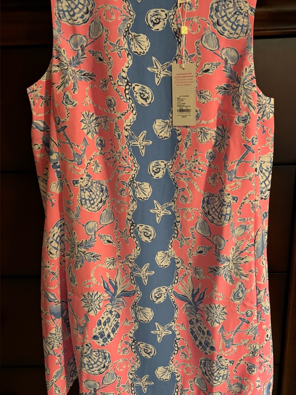 Lilly Pulitzer Sleeveless Pink & Blue Shell-Print Shift Dress
